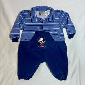 Vintage Baby Mickey Outfit 12M Baby Boy Striped Disney Retro Onsie Sleeve Long